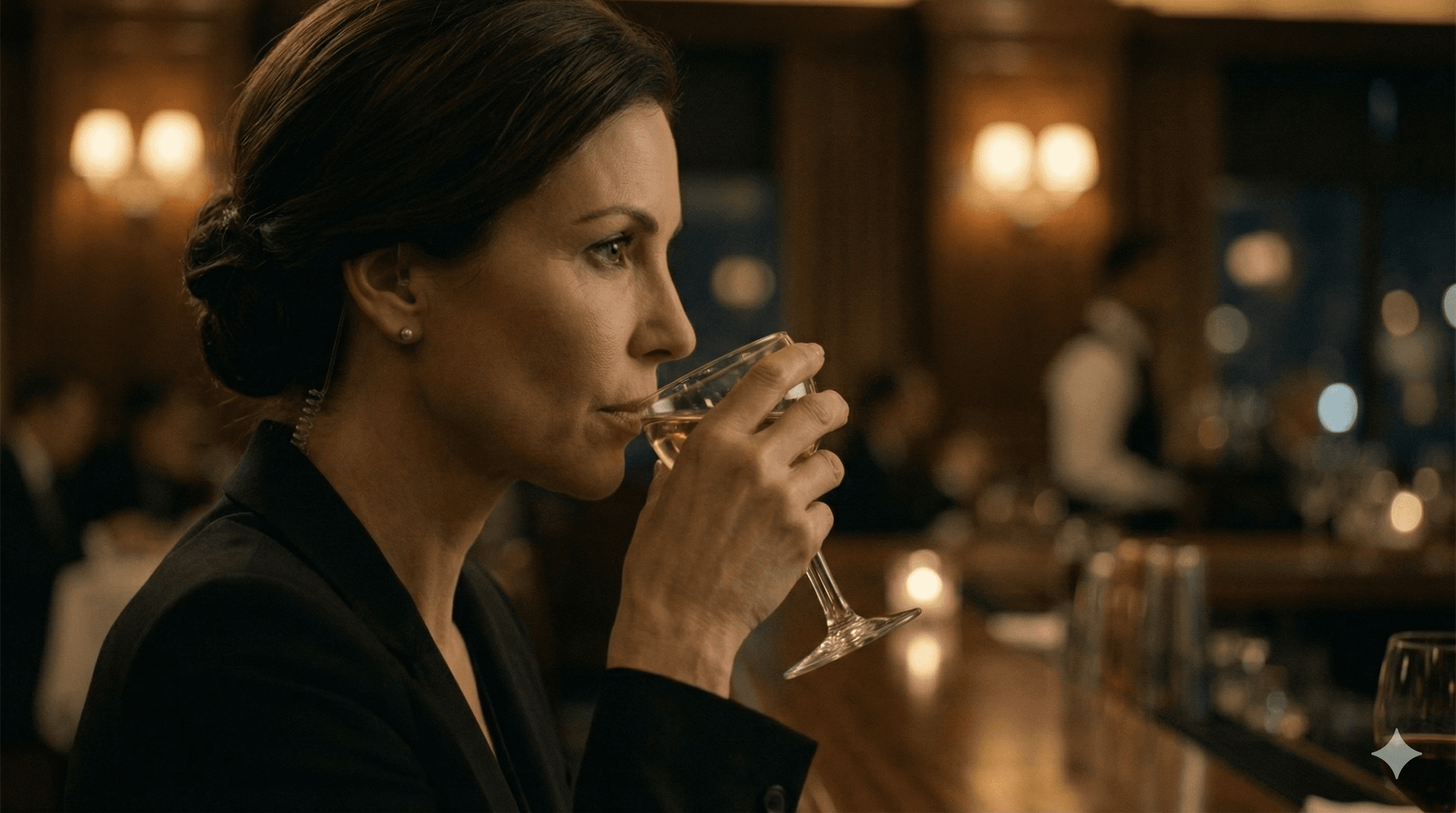 Insert: Elena's purse brush + micro-bug planted under table.