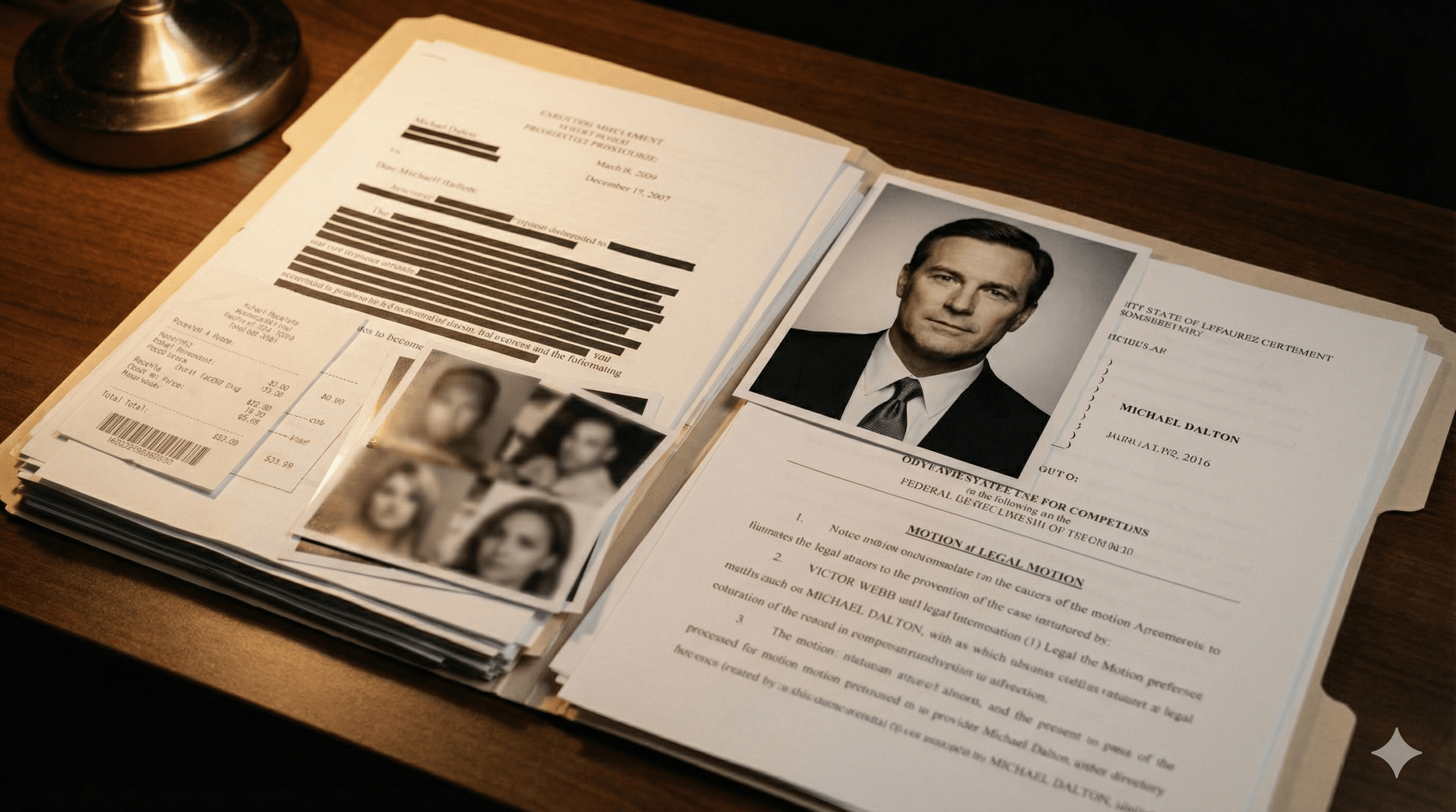 Insert: Dalton's hands opening the leather notebook.