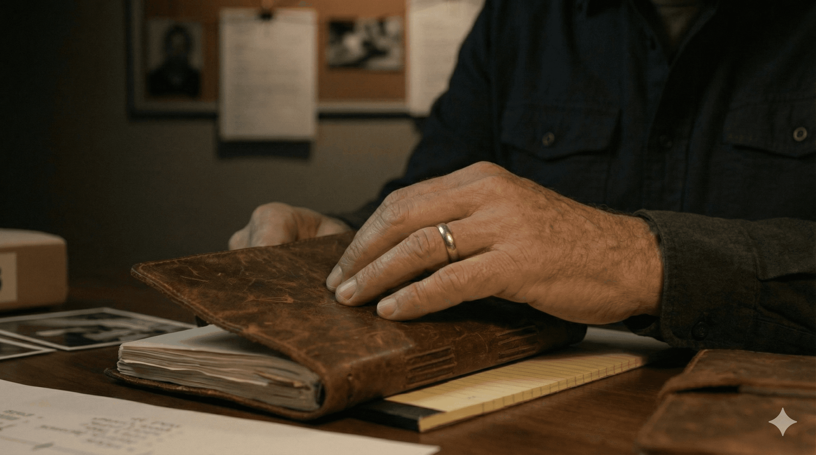 Insert: Notebook—left column "VICTOR L. WEBB", right column victim names.